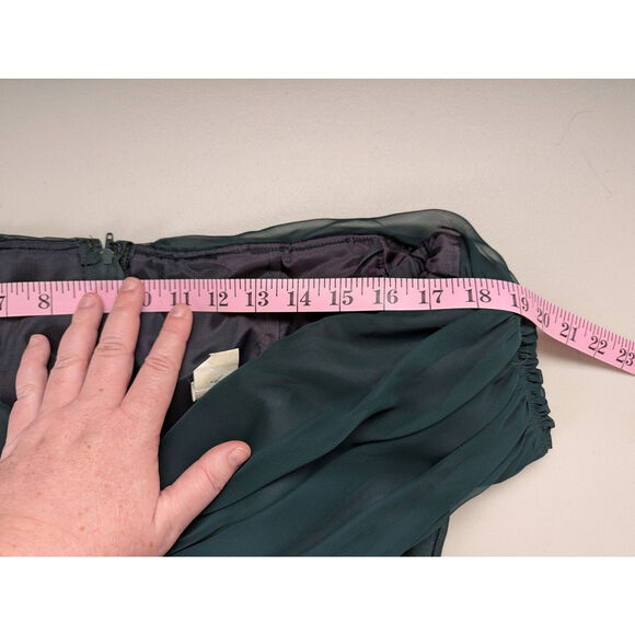 Vtg 1990s Formal Dress Womens Small Dark Green Off the Shoulder Prom Wedding - Picture 8 of 8